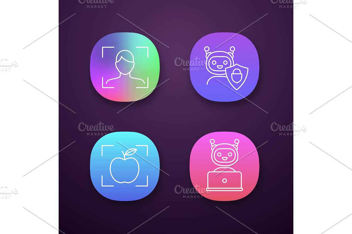 Machine learning app icons set in Icons - product preview 8