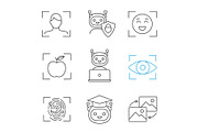 Machine learning linear icons set