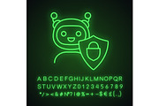 Secured chatbot neon light icon