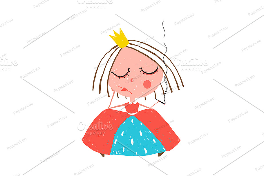 Depressed Little Princess Smoking in Illustrations - product preview 8