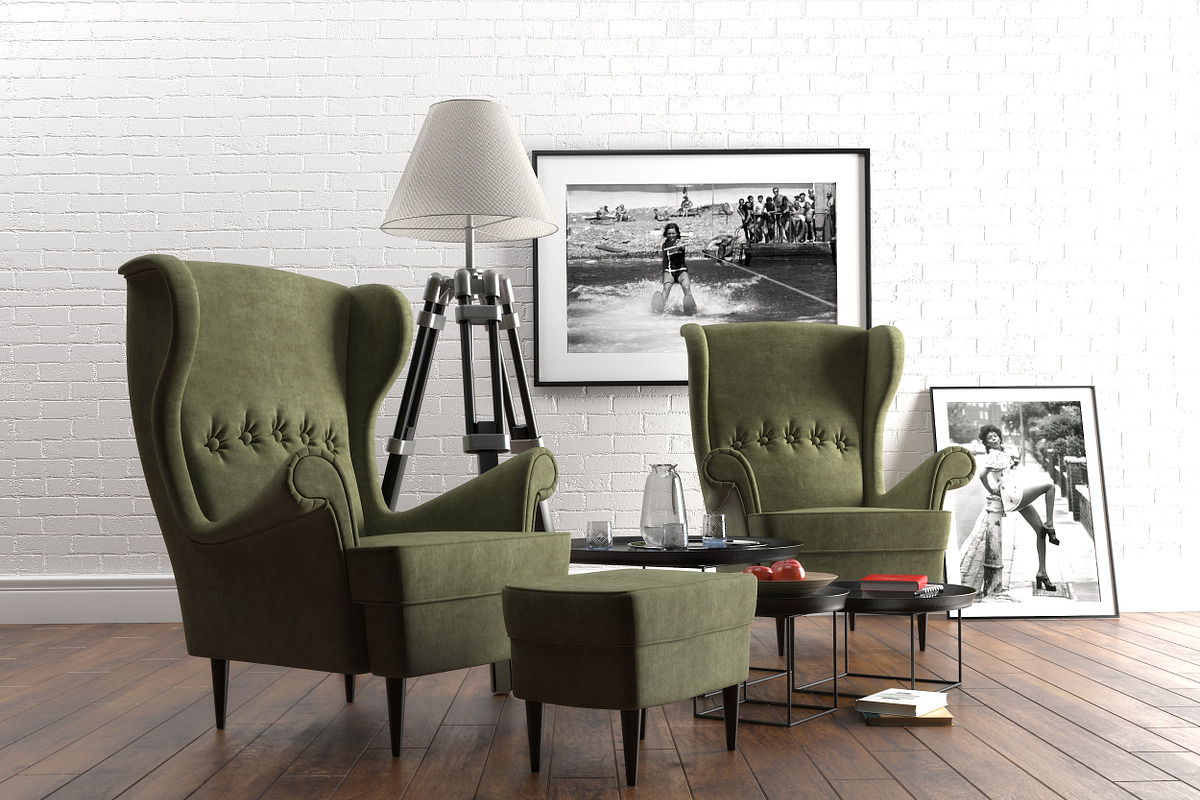 Strandmon wing chairs furniture set  in Furniture - product preview 8
