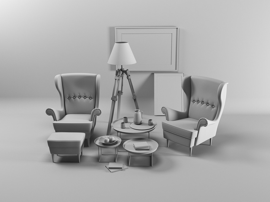 Strandmon wing chairs furniture set  in Furniture - product preview 3