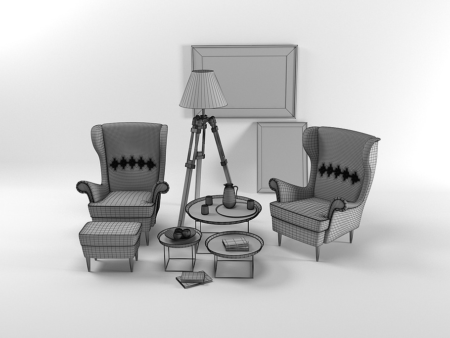 Strandmon wing chairs furniture set  in Furniture - product preview 4