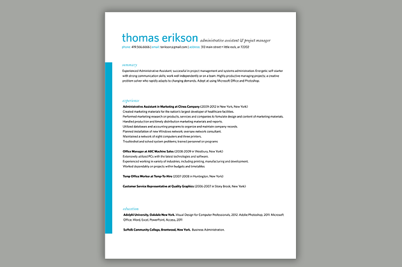 Simple Resume Package | Teal, Blue in Resume Templates - product preview 1