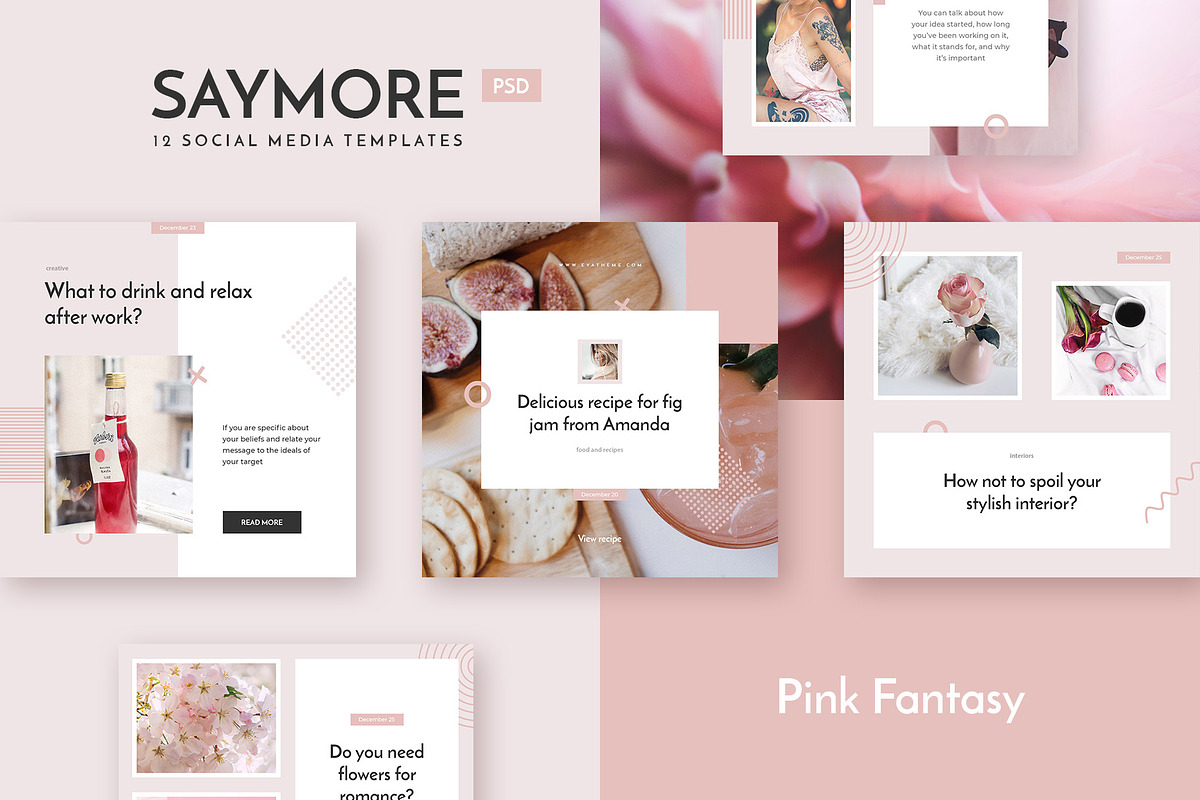Saymore Pink Fantasy Templates in Instagram Templates - product preview 8