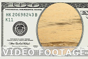 Sea waves sunset in 100 dollar bill