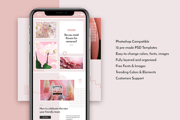 Saymore Pink Fantasy Templates in Instagram Templates - product preview 1
