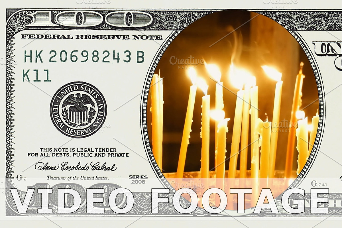Burning candles in 100 dollar bill in Graphics - product preview 8