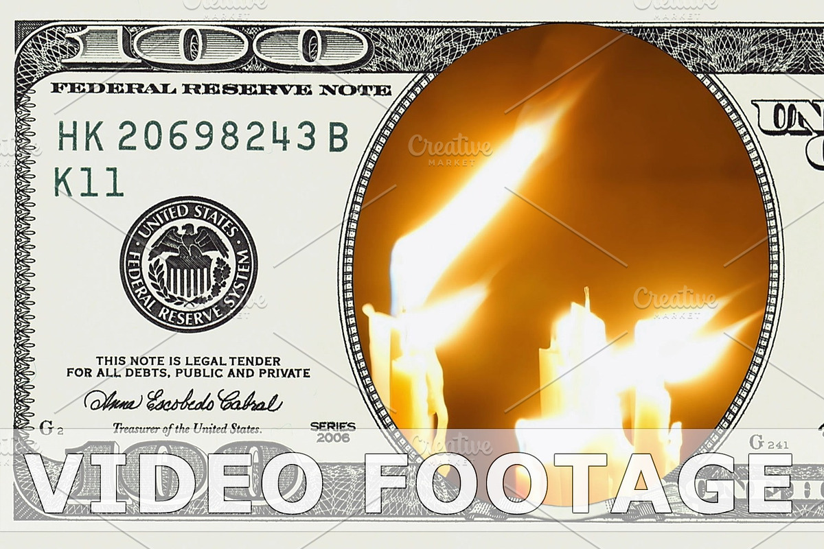 Burning candles in 100 dollar bill in Graphics - product preview 8