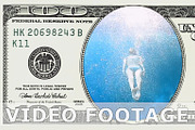 Woman underwater in 100 dollar bill