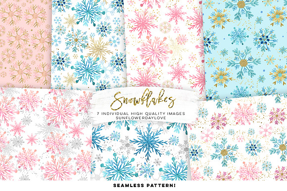Snowflakes Digital Paper in Illustrations - product preview 1