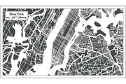 New York USA City Map in Retro Style