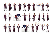 Businessman in different poses set