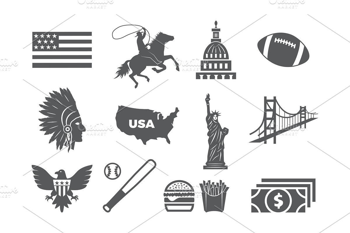 USA icon set in Illustrations - product preview 8