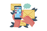 Smart phone and mail messages vector