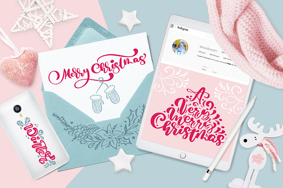 Christmas lettering quotes & design in Objects - product preview 3