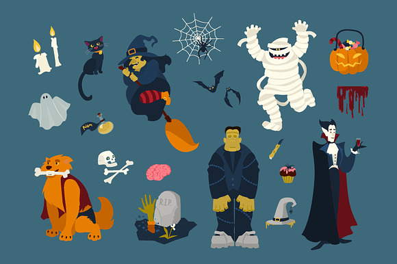 Halloween bundle, seamless, banners in Illustrations - product preview 1