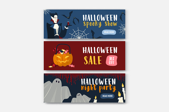 Halloween bundle, seamless, banners in Illustrations - product preview 8
