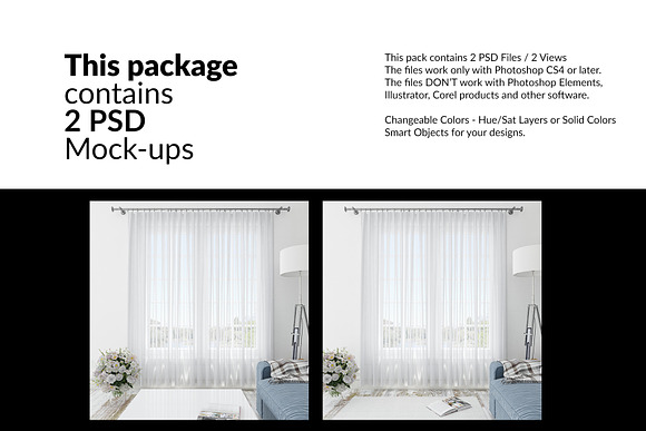 Voile Net Curtain Set in Product Mockups - product preview 1