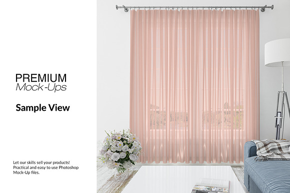 Voile Net Curtain Set in Product Mockups - product preview 8