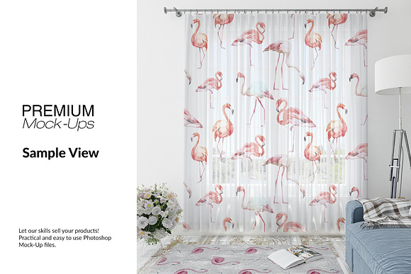 Voile Net Curtain Set in Product Mockups - product preview 12
