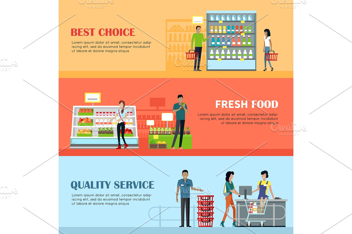 People in Supermarket Interior in Illustrations - product preview 8