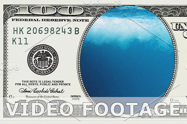 Bubbles in frame 100 dollar bill