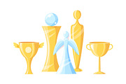 Gold and Glass Awards Set Vector