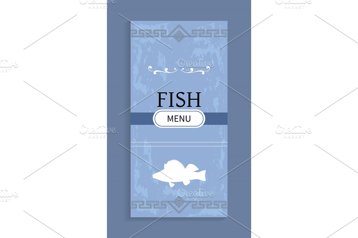 Seafood menu with shadow silhouette in Illustrations - product preview 8