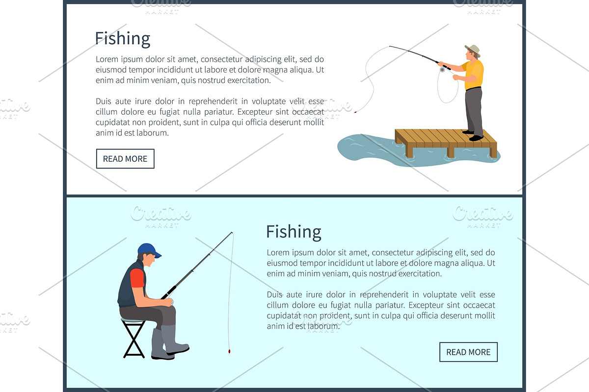 Fishing Poster with People Vector in Illustrations - product preview 8