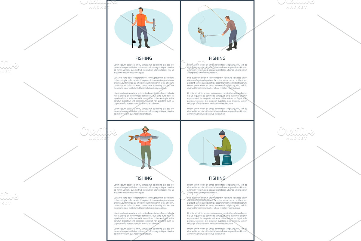 Fisherman with Fishing Rod and Fish in Illustrations - product preview 8