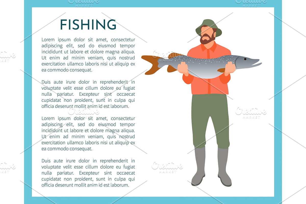 Fisherman with Fish in Hands Vector in Illustrations - product preview 8