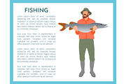 Fisherman with Fish in Hands Vector