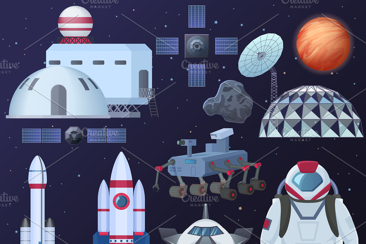 Spacecraft, astronaut, colonization. in Illustrations - product preview 8