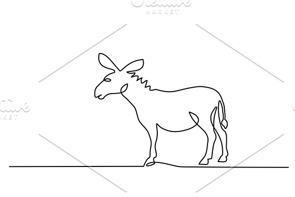 Continuous one line draw Donkey