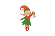 Cute happy Christmas elf girl with