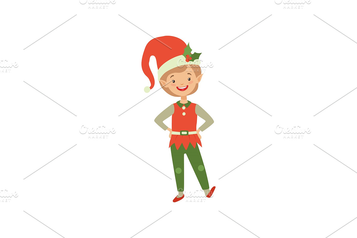 Cute smiling Christmas elf boy in Objects - product preview 8