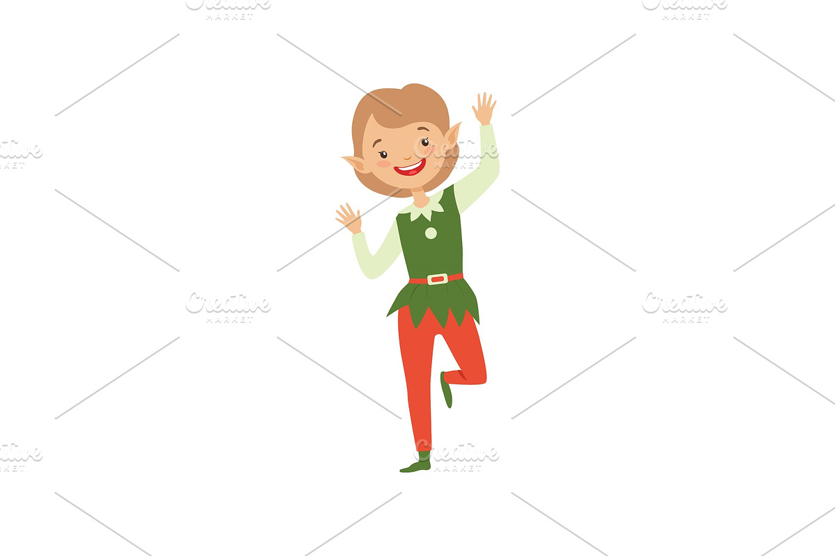 Cute playful boy in elf costume in Objects - product preview 8
