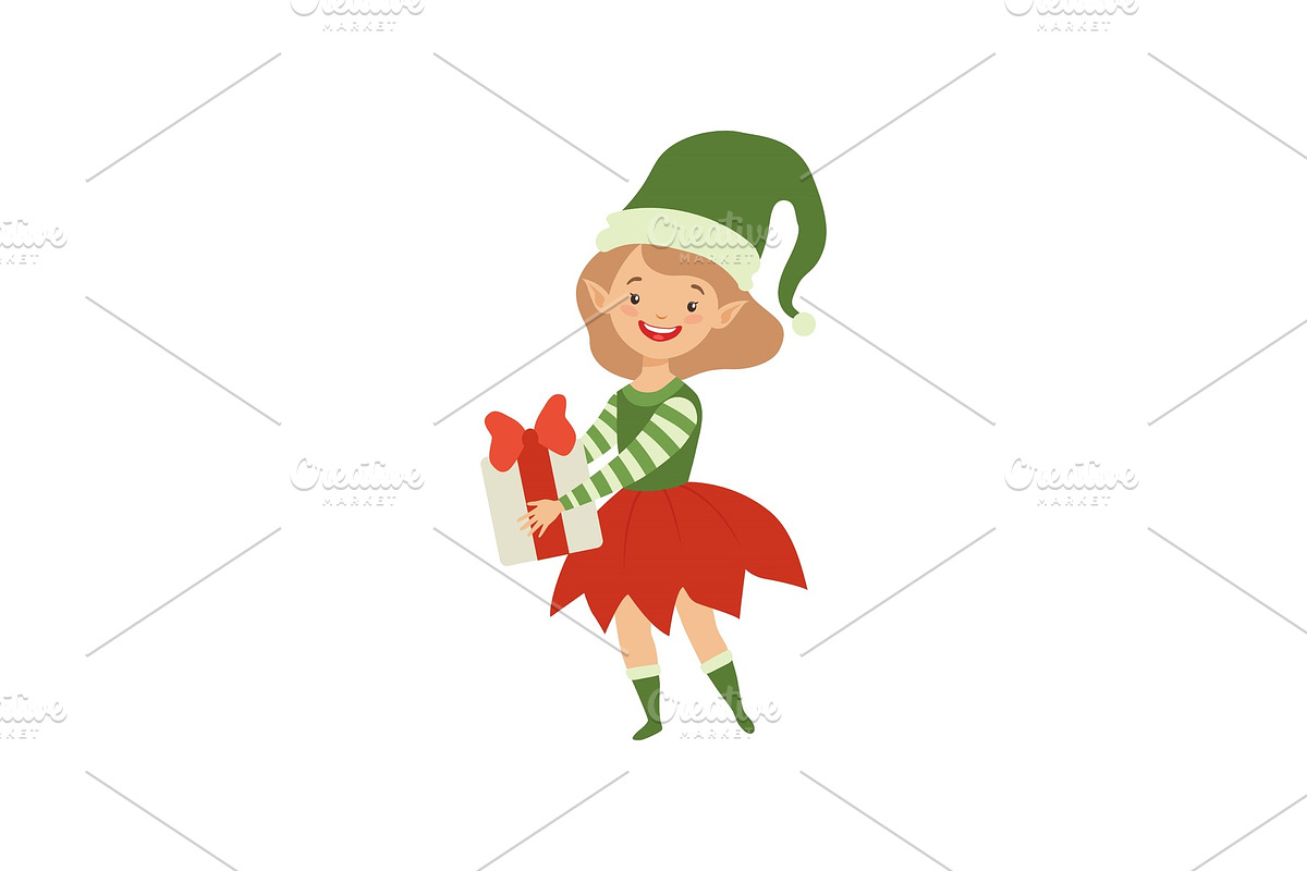 Lovely happy girl in elf costume in Objects - product preview 8