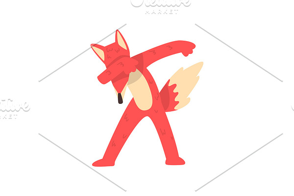 Cute red fox standing in dub