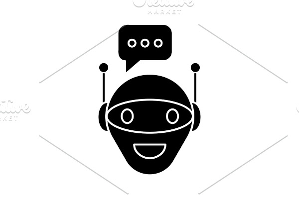 Chat bot glyph icon