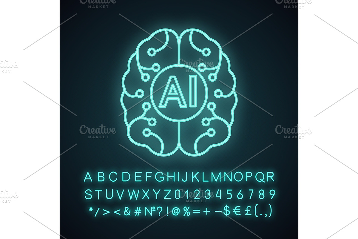 Artificial intelligence neon icon in Neon Icons - product preview 8