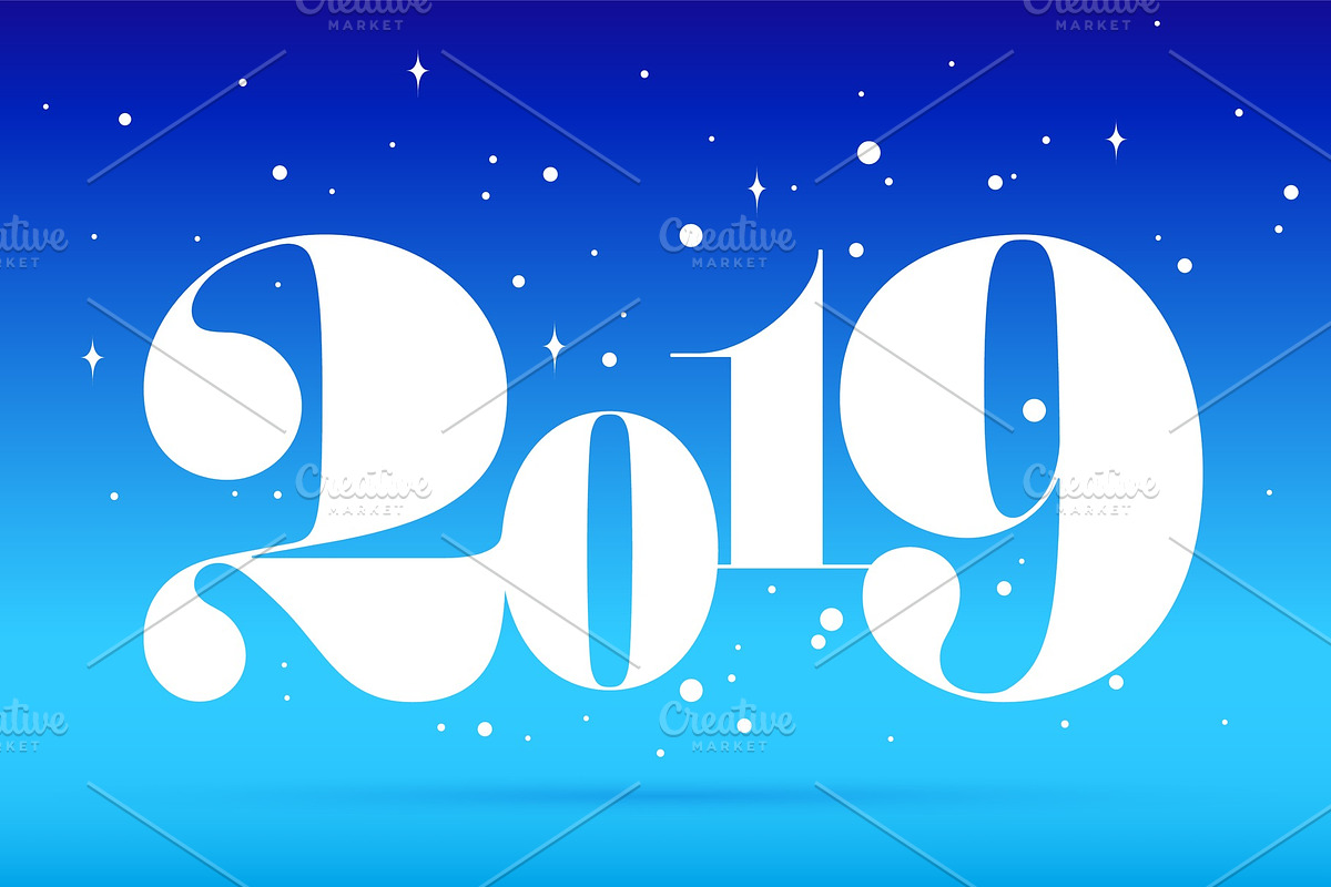 2019. Happy New Year. Greeting card in Illustrations - product preview 8