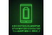 Charged smartphone battery neon icon