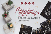 6 Christmas cards and lettering