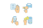 NFC technology color icons set