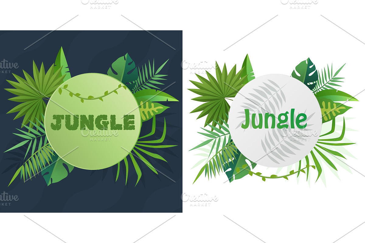Tropical banners with palm leaves in Illustrations - product preview 8