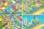 Isometric city buildings maps