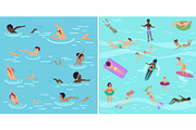 People swimming in pool or sea