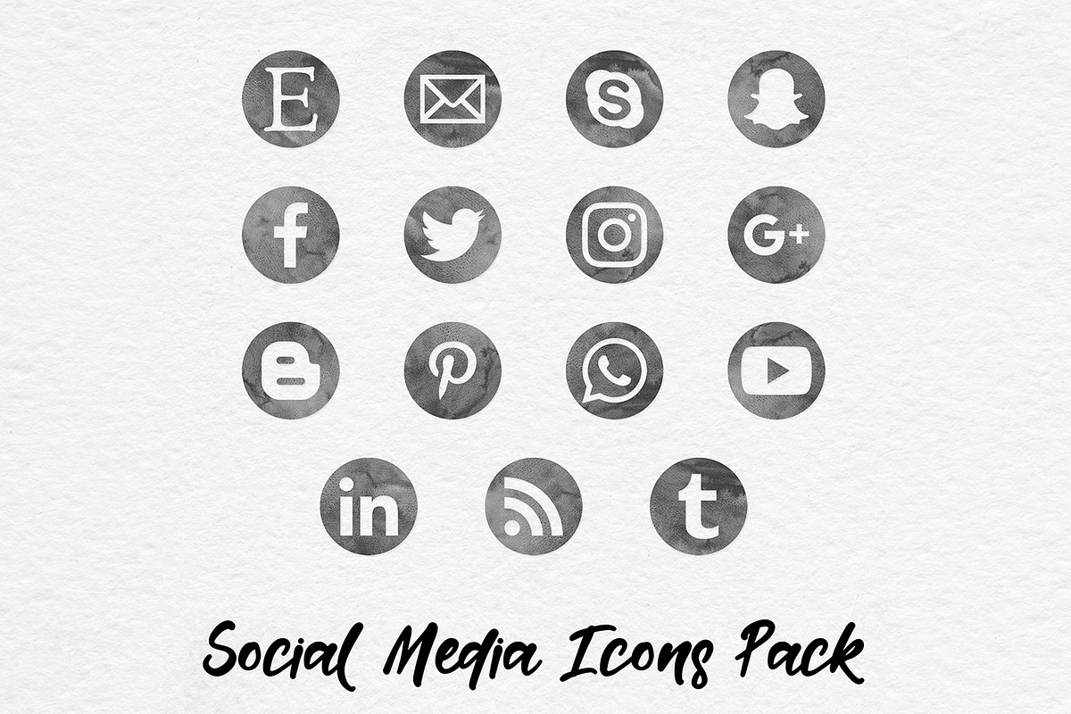 Grey Watercolor Social Media Icons in Social Media Templates - product preview 8
